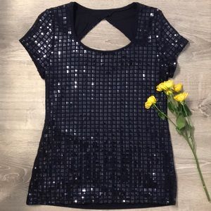 Navy sequin top from White House Black Market